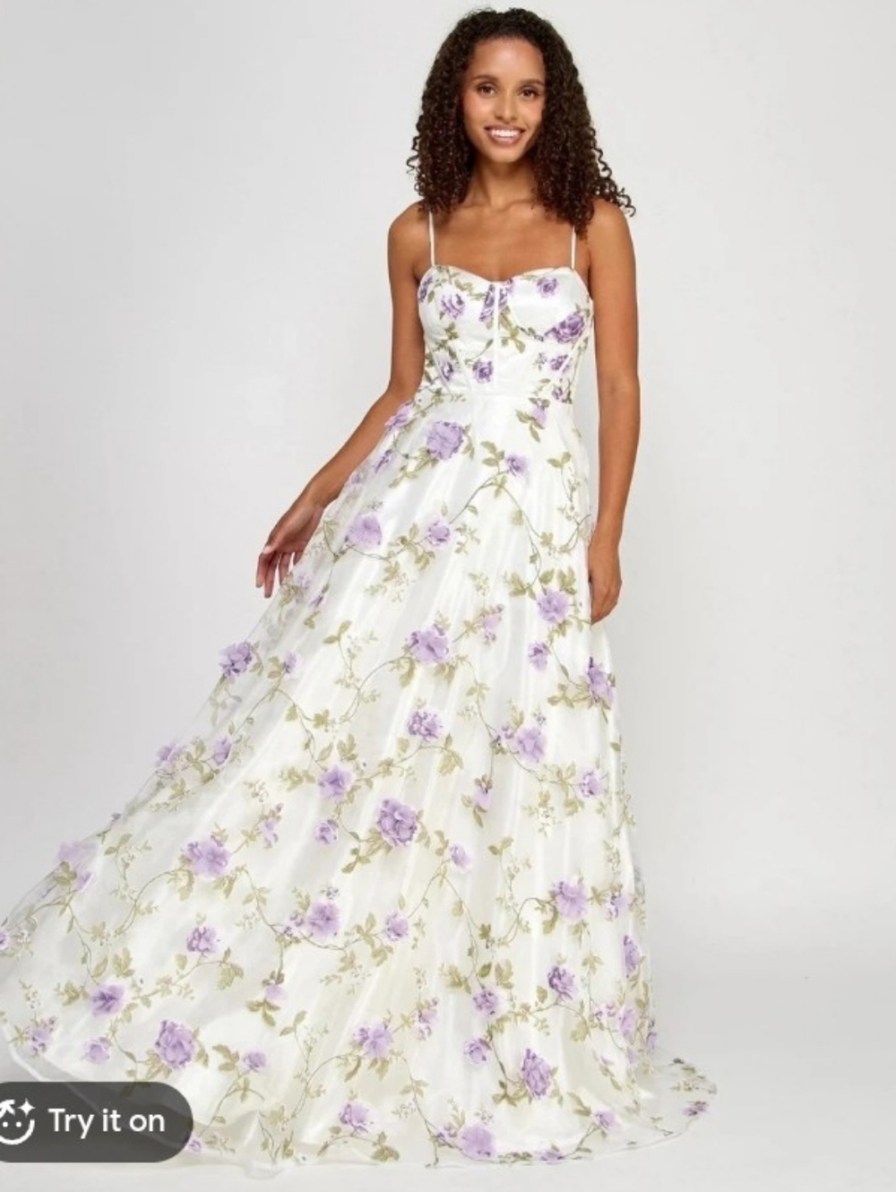 Say Yes Juniors' 3D Floral Embellished Ball Gown Size: 1/2 Ivory/Lavender*104*